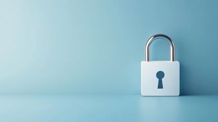 Naklejka premium Simple Lock on a Blue Background for Security Concept