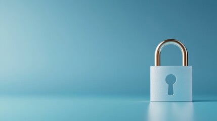 Fototapeta premium Minimalist Lock on Blue Background for Security Concept