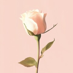 Single Pale Rose Blossom on Pink Background
