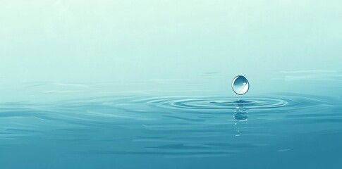 A Single Water Drop Falling Into Calm Water
