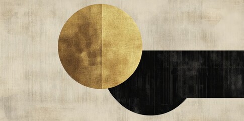 Abstract Gold Black and Beige Geometric Art