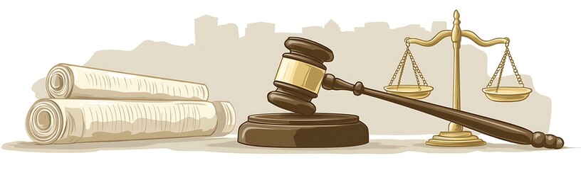 Gavel, Scales of Justice, and Legal Documents