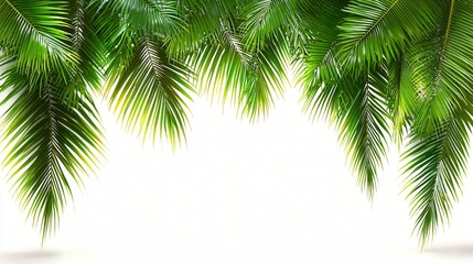 Fototapeta premium Lush Green Palm Fronds Tropical Summer Paradise Background