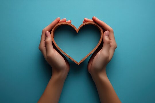 Hands Holding Heart-Shaped Diversity Family Symbolizing Care and Support for Seniors and Disabled in Rehabilitation and Health Insurance Context
