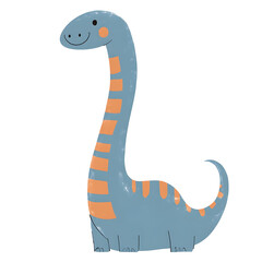 Whimsical Long-Necked Dinosaur with Orange Stripes in Scandinavian Style

