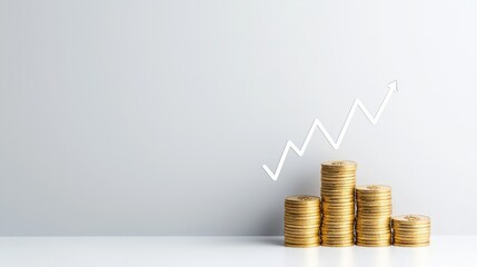 Stacks of Coins with Rising Chart Trend Illustration