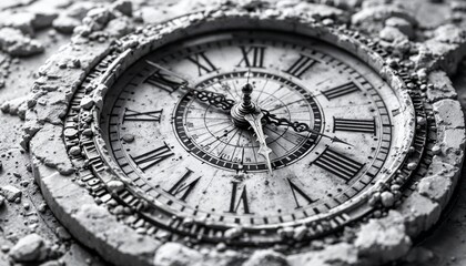 Fototapeta premium Antique Roman Numeral Clock Face. Concept of Time, History, and Aging.