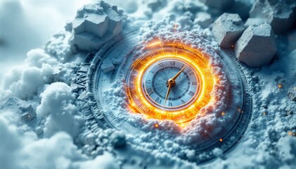 Time clock in the clouds. Concept of passing time, time management, and deadline.