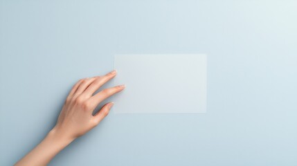 Obraz premium Minimalist Hand on Light Blue Background with Blank Space