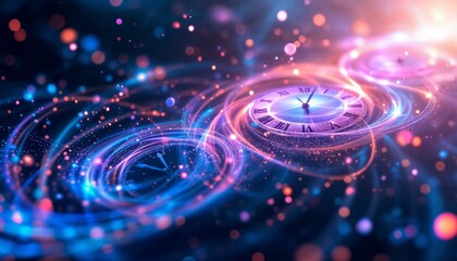 Time spiral clock, abstract concept of time travel, space, and infinity.