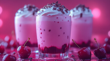 Delicious ice cream served in a glass with toppings