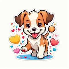 Fototapeta premium Dog decal, Puppy sticker, Canine design, Dog illustration, Pet sticker, Dog graphic, Pooch badge, Dog art, Dog theme, Dog silhouette.