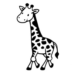 Fototapeta premium Cartoon of Giraffe, Black & White