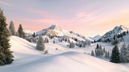 Obraz premium Winter wonderland majestic snow-covered mountain landscape
