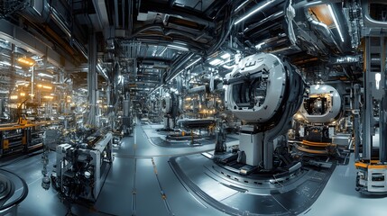 Fototapeta premium Futuristic Industrial Facility Interior Spacescape Design