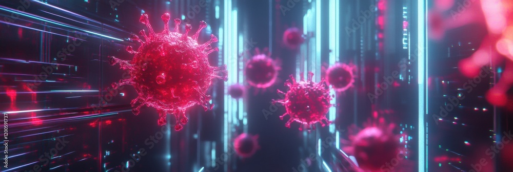 Leinwandbilder strong glowing barrier effectively deflects viruses in a futuristic environment with vivid colors an