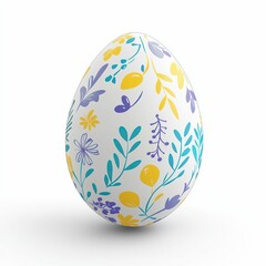 a beautifully detailed Easter egg decorated with vibrant blue, pink, and yellow floral patterns, exuding elegance and a springtime charm.