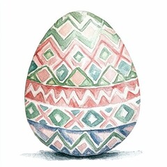 a beautifully detailed Easter egg decorated with vibrant blue, pink, and yellow patterns, exuding elegance and a springtime charm.