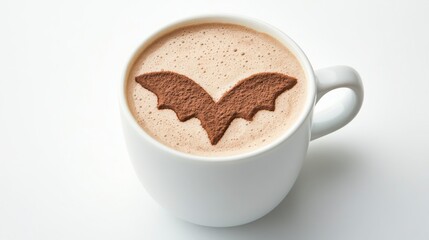 Creative Hot Chocolate with Cocoa Dusting in Bat Shape Design