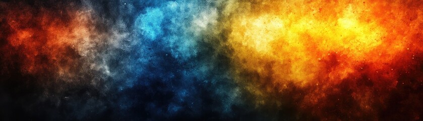 Fototapeta premium Fiery cosmic nebula, blue and orange swirls, space background, website design