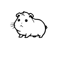 Cartoon of Guinea Pig, Black & White