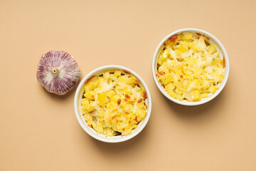 Concept of tasty and delicious homemade food - potato casserole