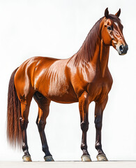 Obraz premium brown horse, full-body view, white background