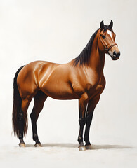 Obraz premium brown horse, full-body view, white background