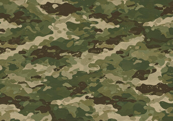 Fototapeta premium Detailed military camouflage fabric texture, perfect for backgrounds in army-inspired designs or outdoor projects
