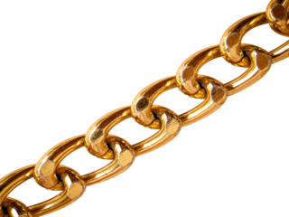 close up of golden chain isolated on white