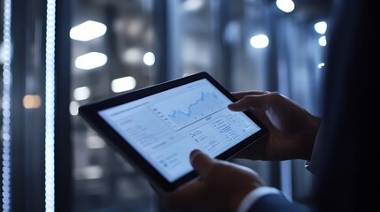 Person reviewing financial data on a tablet