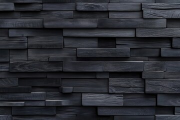 Dark, rustic wooden wall texture, irregular, stacked planks. Ideal for backgrounds, interior design, and architectural projects.