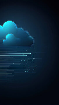 Digital cloud design with flowing lines and glowing elements