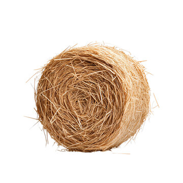 Close-up of a round hay bale, showcasing the intricate texture of straw. Perfect for agricultural themes and rural life. Captures the essence of harvest season.