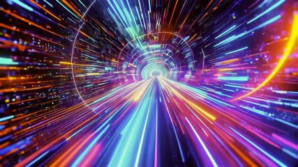 colorful streaks and a central light point. The colors are vivid, suggesting a high energy or motion theme animation loop