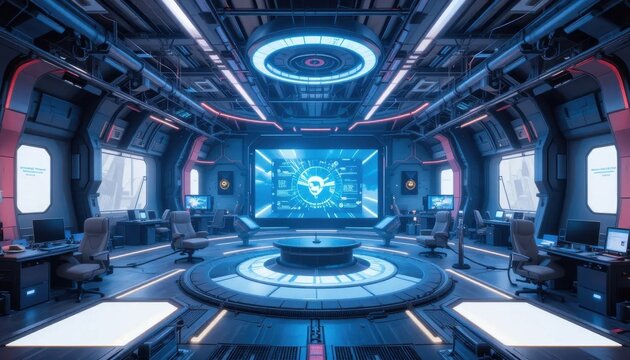 Futuristic Control Room: A Sci-Fi Digital Command Center