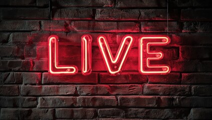 Obraz premium Live event sign urban setting neon lighting nighttime concept creative atmosphere