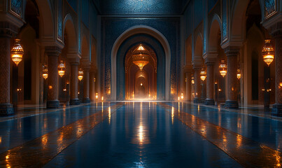 Palace Hallway,  Evening,  Reflection,  Luxury,  Arabian