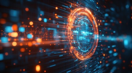 Fototapeta premium Abstract Digital Cyberspace Interface: Futuristic Technology Background