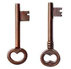 antique rust key collection isolated on white background