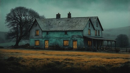 Fototapeta premium Mysterious Farmhouse in the Twilight