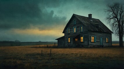 Old Farmhouse on a Stormy Night