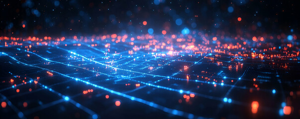 Obraz premium Digital Network Glows, Data Flow