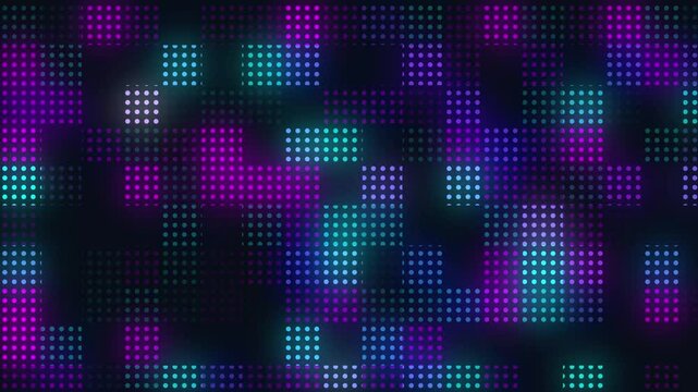 digital high technology neon cyberpunk glowing dots abstract motion background loop animation