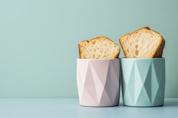 Toasted Bread Slices in Geometric Ceramic Holders