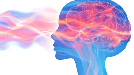 Obraz premium Abstract Brainwave Emanation Female Silhouette