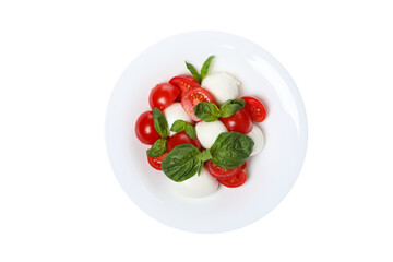 PNG,Caprese salad in a bowl, isolated on white background