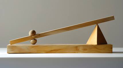 Minimalistic Representation of a Wooden Lever Mechanism Demonstrating Basic Physics Principles