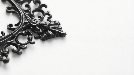 Ornate Black Frame Detail on White Background