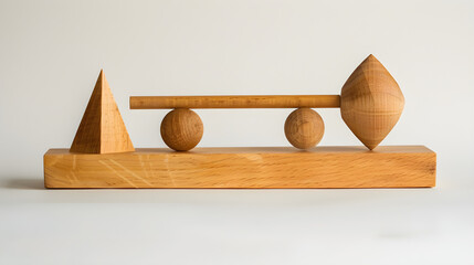 Minimalistic Representation of a Wooden Lever Mechanism Demonstrating Basic Physics Principles